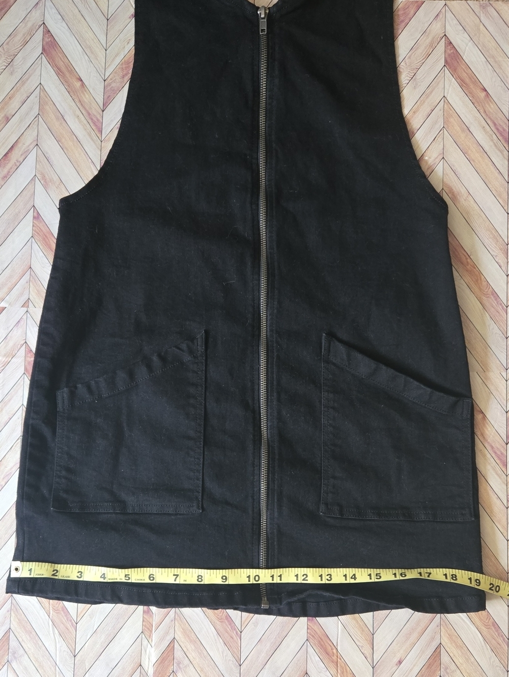 SO Black Denim Zip Front Jumper Dress Pinafore Overall Mini Dress Womens Small - Picture 10 of 13